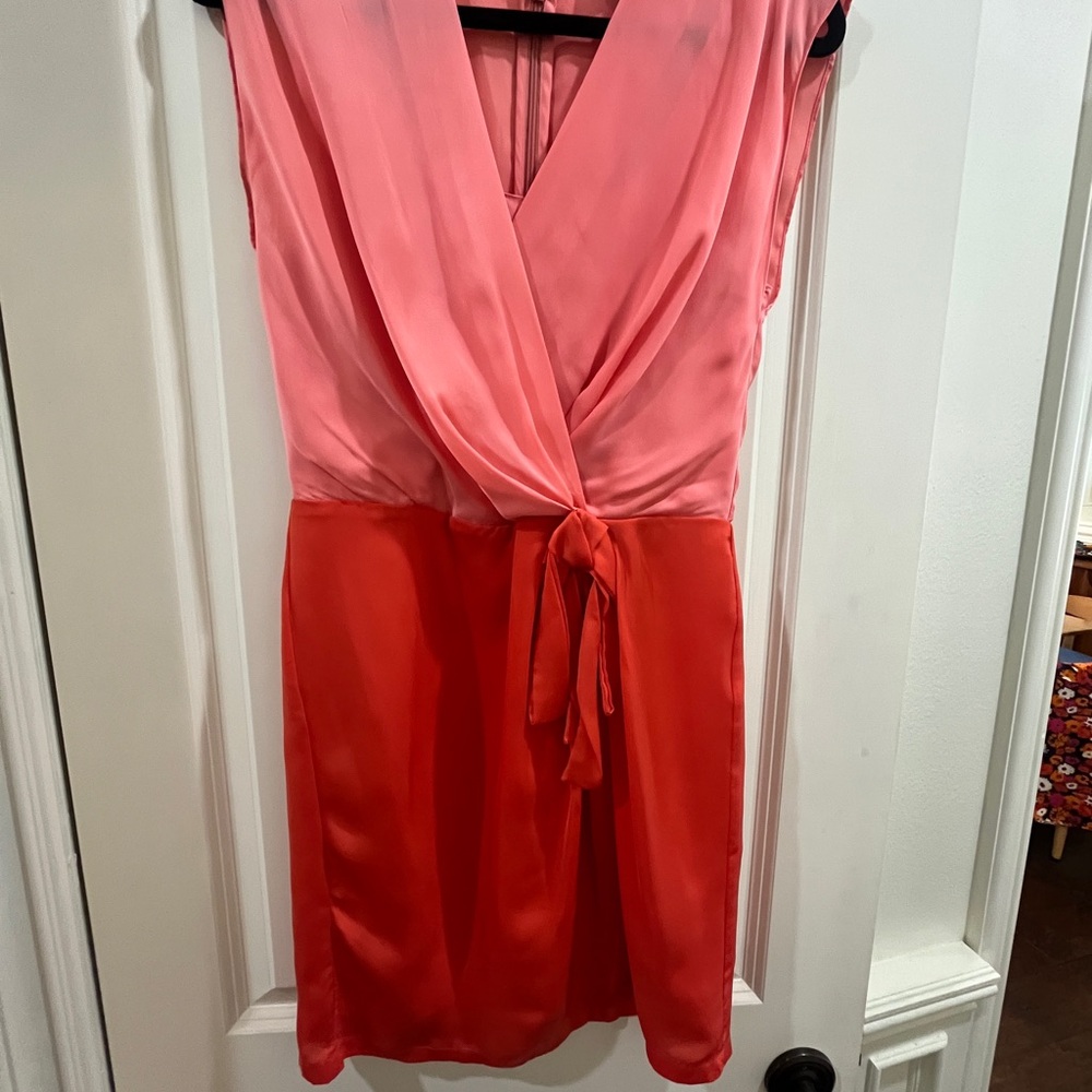 Elegant Pink and Orange Women's Silk Dress